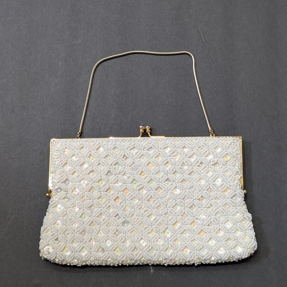 Walborg Elegant White Beaded Handbag - Picture 2 of 9